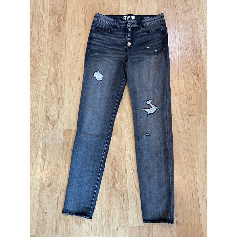 Rewash high rise skinny black/grey ripped jeans